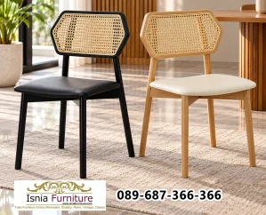 Kursi Makan Bogor Kayu Sandaran Rotan Minimalis
