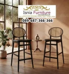 Kursi Bar Rotan Minimalis Kayu Solid