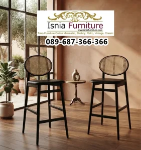 Kursi Bar Rotan Minimalis Kayu Solid